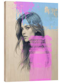 Puutaulu Portrait of a young woman in pink mood