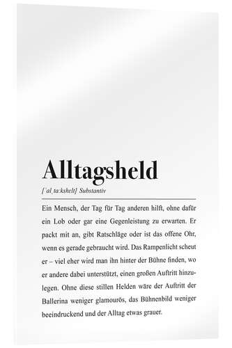 Tableau en verre acrylique Alltagsheld Definition: Bedanken bei Superhelden