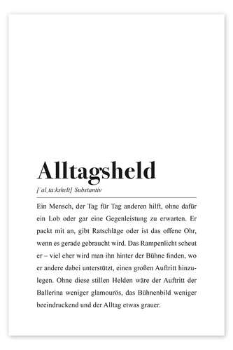 Póster Alltagsheld Definition: Bedanken bei Superhelden