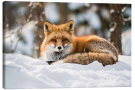 Canvas print Fox enjoys the winter sun - Christian Müringer