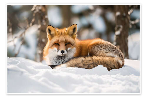 Poster Fox enjoys the winter sun