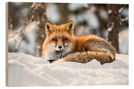 Puutaulu Fox enjoys the winter sun - Christian Müringer