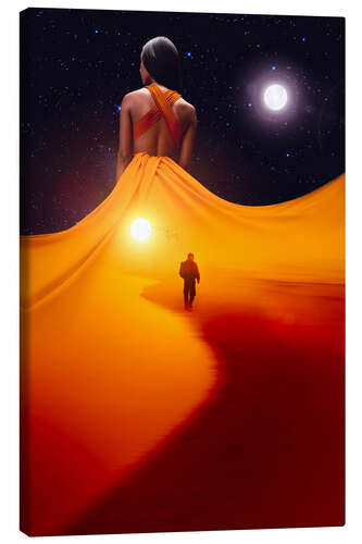 Stampa su tela A lonely dress desert of love