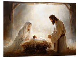Obraz na szkle akrylowym Nativity scene with Mary, Joseph and the Baby Jesus