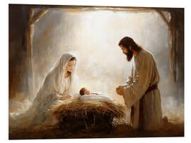 Foam board print Nativity scene with Mary, Joseph and the Baby Jesus