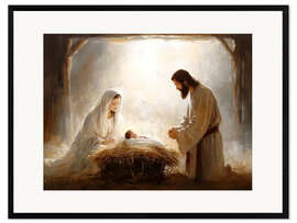 Impression artistique encadrée Nativity scene with Mary, Joseph and the Baby Jesus - TAlex