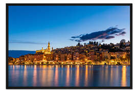 Gerahmter Kunstdruck Altstadt von Menton an der Côte d'Azur, Frankreich