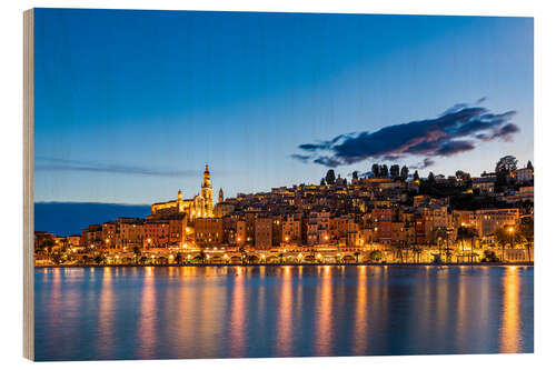 Trätavla Old town of Menton on the Côte d'Azur, France