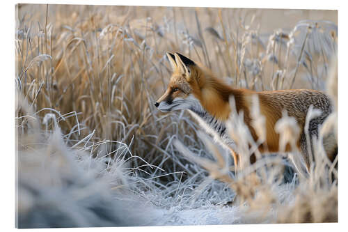 Acrylglasbild Fuchs im Winter auf der Pirsch