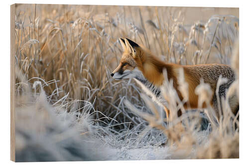 Quadro de madeira Fox on the prowl in winter