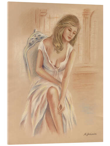 Acrylic print Woman in a white dress