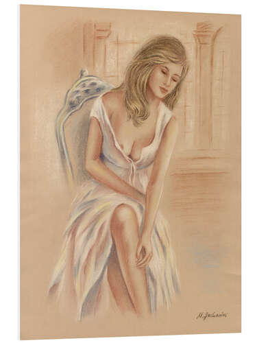 Foam board print Woman in a white dress