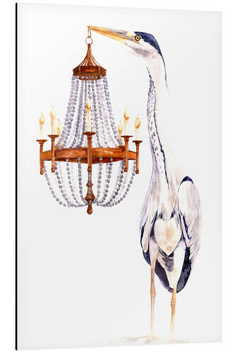 Aluminiumsbilde Great Blue Heron With Elegant Chandelier