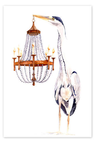 Plakat Great Blue Heron With Elegant Chandelier