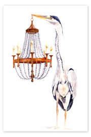 Plakat Great Blue Heron With Elegant Chandelier