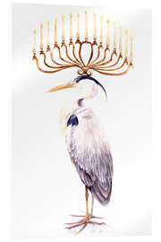 Acrylic print Proud Heron with 15 Golden Candles - Tetiana Savchenko