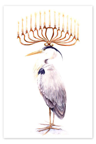 Poster Proud Heron with 15 Golden Candles