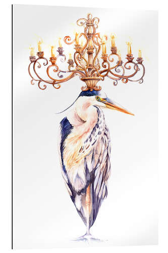 Cuadro de plexi-alu Elegant heron with golden chandelier