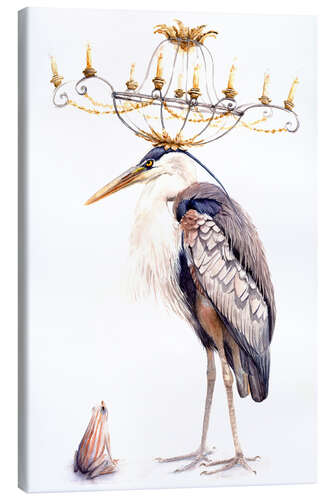 Lærredsbillede Heron with Frog and Chandelier