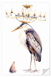 Sticker mural Heron with Frog and Chandelier - Tetiana Savchenko