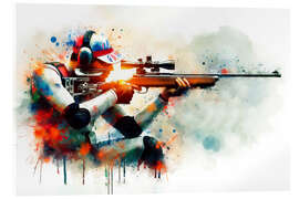 Acrylglasbild Athlet beim Sportschießen