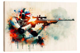 Holzbild Athlet beim Sportschießen