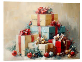 Tableau en verre acrylique Vintage Christmas gift boxes