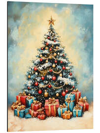 Alubild Weihnachtsbaum mit Geschenken im Vintage Stil - TAlex