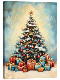 Leinwandbild Weihnachtsbaum mit Geschenken im Vintage Stil - TAlex