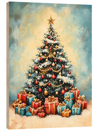 Obraz na drewnie Christmas tree with gifts in vintage style - TAlex