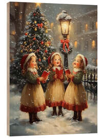 Hout print Victorian Girls Singing Christmas Carols II