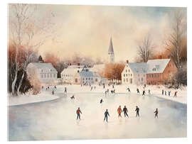 Tableau en verre acrylique Christmas Ice Skating Vintage - TAlex