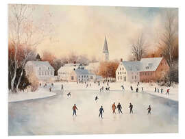 Hartschaumbild Weihnachtseislaufen Vintage
