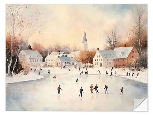 Autocolante decorativo Christmas Ice Skating Vintage