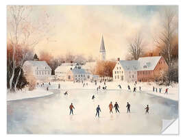 Autocolante decorativo Christmas Ice Skating Vintage - TAlex