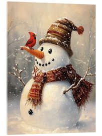 Acrylic print Christmas Snowman and Red Cardinal - TAlex