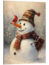 Magnettafel Weihnachtsschneemann und Rotkardinal