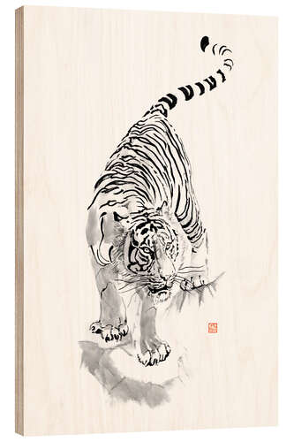 Obraz na drewnie Tiger Kakemono