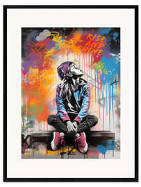 Impression artistique encadrée Rise and Shine - Banksy style street art - Frank Daske