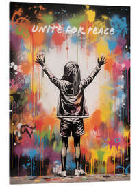 Quadro em acrílico Unite for Peace - Banksy Style Street Art