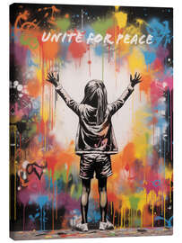 Canvas print Unite for Peace - Banksy Style Street Art