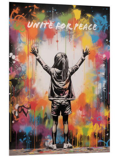 Cuadro de PVC Unite for Peace - Banksy Style Street Art