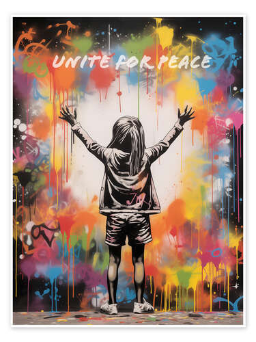 Poster Unite for Peace - Banksy Style Street Art