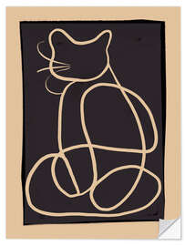 Wandsticker Abstract Line Art Cat I