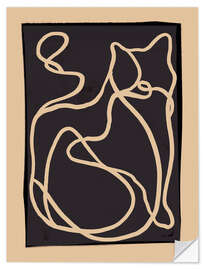 Wandsticker Abstract Line Art Cat II