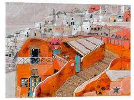 Acrylglasbild Santorini Orange Panorama - Anastasia Mamoshina
