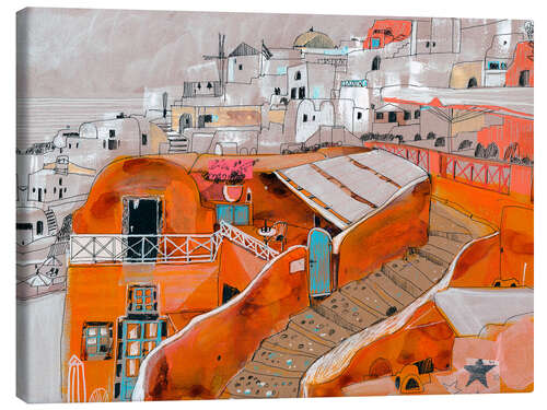 Leinwandbild Santorini Orange Panorama