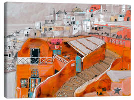 Leinwandbild Santorini Orange Panorama - Anastasia Mamoshina