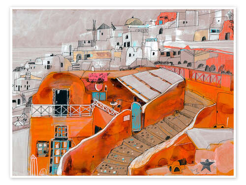 Plakat Santorini Orange Panorama