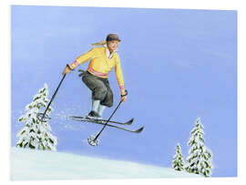 Hartschaumbild Abfahrtsskifahrerin mit gelbem Pullover